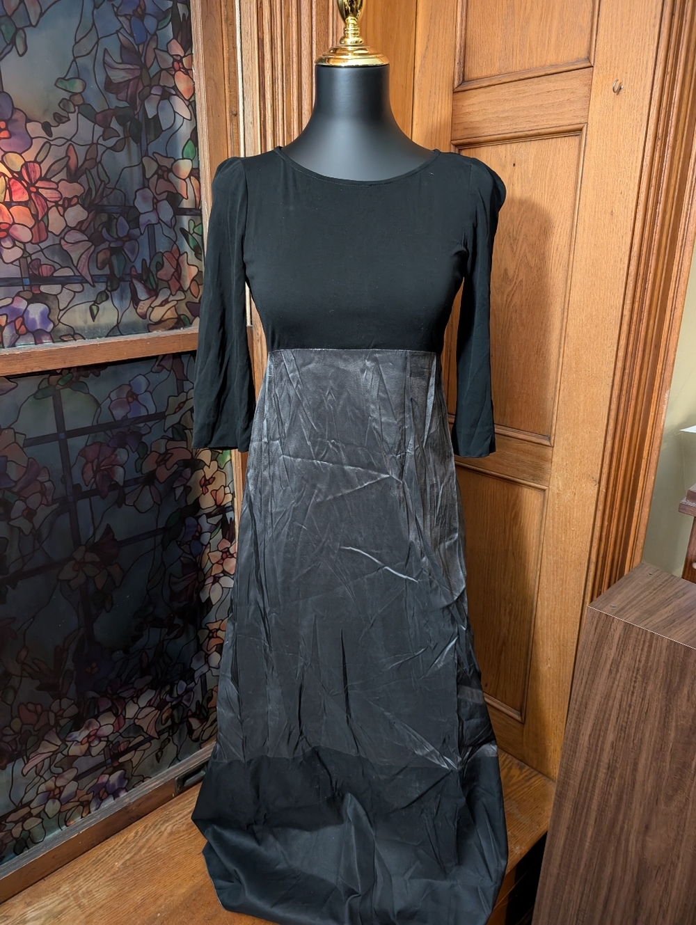 Rozae Nichols Black Two-Tone Long Sleeve Maxi Dress